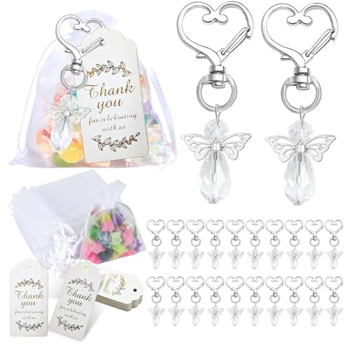 JSTHHTT Lot de 30 porte-clés en forme d'ange, Sac Cadeau, Sac Bonbon, Cadeaux de Mariage, Pochette Bijoux, Cadeau de retour d'invité, Cadeau de Remerciement, Breloque de Mariage, Dragées de Fête