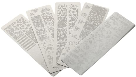 OATIPHO Lot De 5 Plaques De Nail Art Modèles D’estampage Pour Ongles, Pochoirs Et Tampons Vernis, Petite Taille, Pour Manucure Créative Et Décoration Estivale