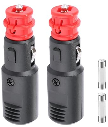 Xibao 2PCS Spina di Sicurezza per Auto,Spina Accendisigari 12v Maschio,Adaptateur Mâle pour Allume Cigare 12V/24V,Adatto per Autos,Camion,Aspirapolvere Auto,Frigorifero,Pompa Dell'aria per Autos