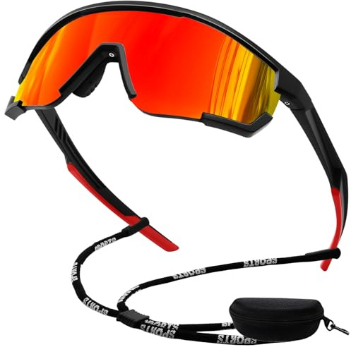 KANASTAL Polariserade Cykelglasögon Sportglasögon Herr Dam | Omslutande, UV400-skydd, Sport, Vandring, Löpning, Lätt TR90-ram, Solblockerande, Antireflex, Bilkörning, Fiske
