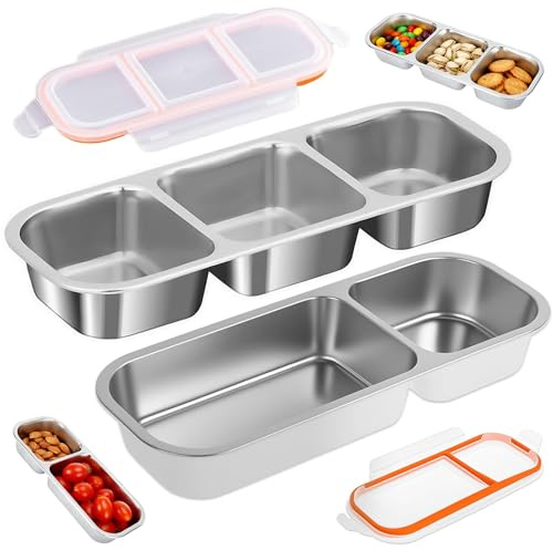 YOYEAH 2 Pezzi Scatola Snack Acciaio Inossidabile, Tenuta Stagna Lavastoviglie, Bento Box per Bambini, Ideale Pranzo Scuola/Lavoro, Campeggio
