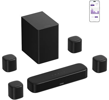 ULTIMEA Barra de Sonido 7.1 Canales con Sonido Envolvente Virtual, 4 Altavoces Surround y Subwoofer, 330W Potencia Máxima, Sistema Home Cinema, HDMI eARC, Control por App, Bluetooth 6.0, Aura A40 Pro