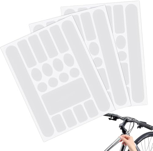QEDBOJE Lot de 3 Autocollants de Protection pour Cadre de Vélo, Film pour Cadre de Vélo, pour VTT et Vélo de Route, Peinture pour Vélo, pour Protection du Cadre, Clear Protect Vélo (Transparent)