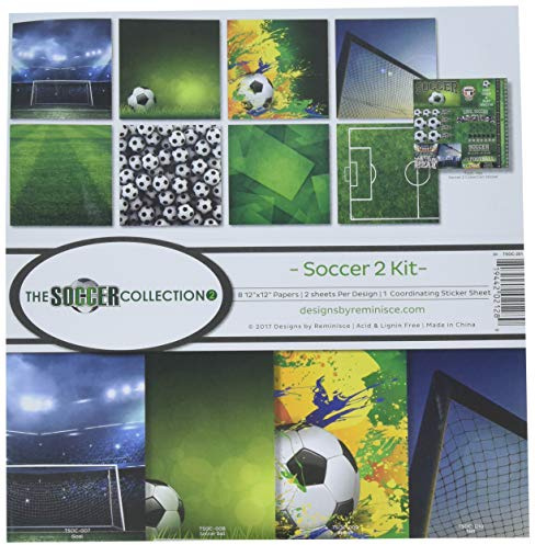 Reminisce Scrapbook The Soccer Collection 2-Kit de álbumes de Recortes, Papel, Fútbol 2, 30,48 cm x 30,48 cm