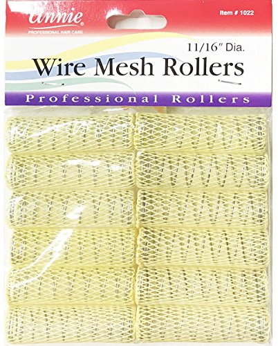 Annie Wire Mesh Rollers #1022, 12 Count Yellow Small 11/16 Inch (5 Pack)