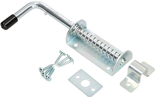 KOTARBAU® Boulon à ressort Boulon de porte Boulon Grendel Argent Antirouille Poignée en caoutchouc Résistant aux intempéries Avec ressort Boulon de porte Coulissant Portes Portails Galvanisé