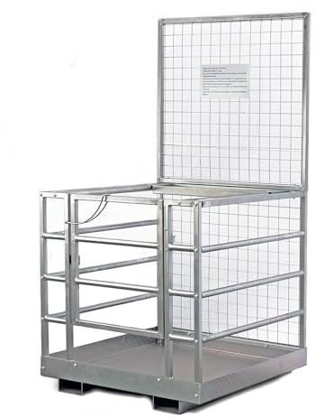 Pallit Piattaforma per carrelli elevatori zincata | portata 250 kg | dimensioni 1150 mm x 1080 mm | cesto di sicurezza