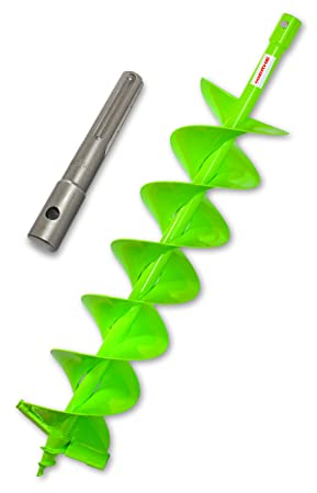 WERHE® Profi Bohrer VollStahl, Erdbohrer für bohrmaschine 180 mm Doppel-Welle extrem robust mit SDS Max Adapter - Pfahlbohrer Brunnenbohrer präzise Bohrspitze.