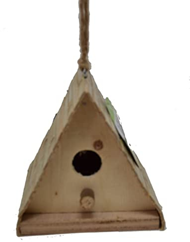 Pequeña casa de pájaros, Nido de pájaro Hecho a Mano de Madera, casa de pájaro Colgante Triangular,