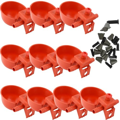 Bebedero Automático para Aves de Plástico Resistente(10Pack), Rojo
