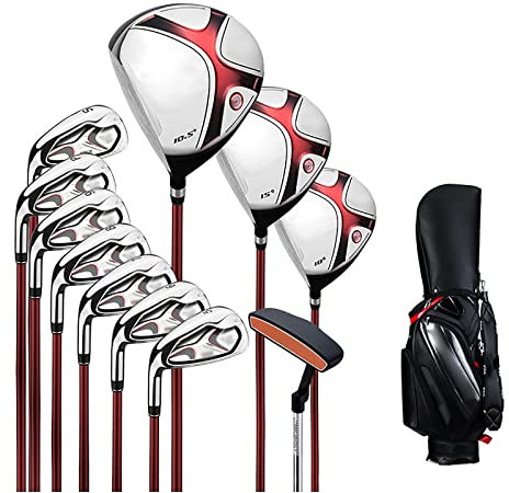 ​Komplette Golfschläger-Sets für Herren, Schaft aus ultraleichtem Graphit-Kohlenstoffstahl, Gussholz aus Titanlegierung Nr. 1 mit hoher Rückfederung, 11-teiliges Set – Linkshänder
