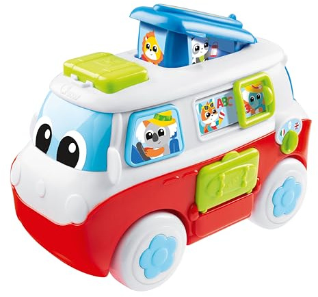 Chicco Mi Primera Caravana Bilingüe, Juguete Educativo, Camper de Juguete, Furgonéta con Actividades, Vehículo 6 Botones Interactivos, Canciones y Cuentos en Italiano e Inglés, Bebés de 1 a 3 Años