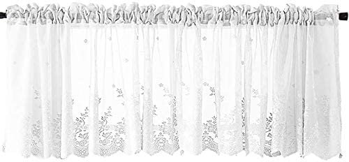 CwQisjk Lovely Lace Curtains ，Short Curtain，Curtain with Rod Pocket，Perfect for Small Kitchen and Bathroom Windows Living Room, Bedroom (130x41CM)