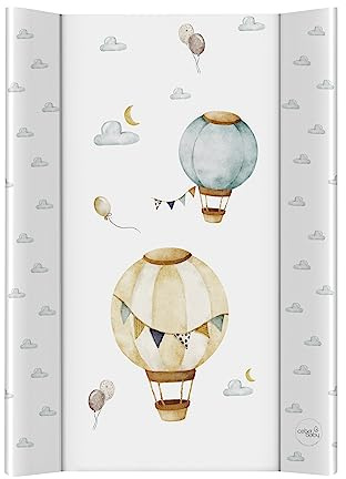 Ceba Baby® Cambiador Bebe para Cuna - Cambiador Rígido para Bebés - 70x50 cm - 2 Cuñas - Almohadilla Cambiadora Lavable para Niñas y Niños - Certificado Öko-Tex - palloncini - 70x50 cm