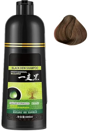 Champú para tinte de cabello negro de 500ml, champú para oscurecer el cabello blanco, champú orgánico Natural profesional para tinte de cabello rápido para cubrir el gris oscuro (Marrón)