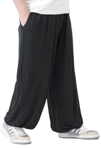 FloAPa Men's Yoga Trousers Kung Fu Training Trousers Casual Harem Trousers Big Size Wide Legging Pants Jogging Pants Bloomers for Men Women,Black,5XL