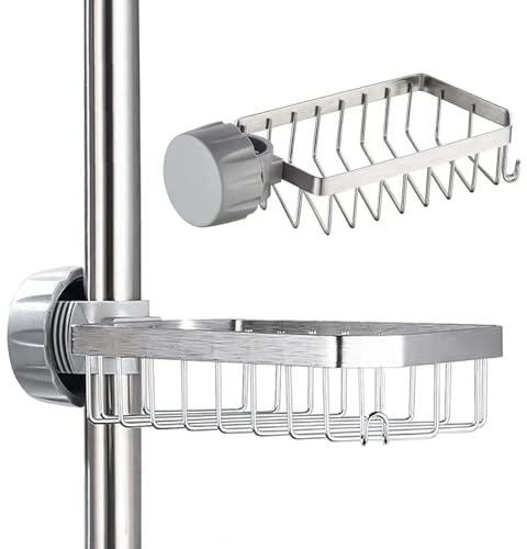 ZeJlo Duschablage ohne Bohren, Seifenhalter Dusche, Rostfrei Duschablage für Duschstange, Spülbecken Organizer für Wasserhahn Küche