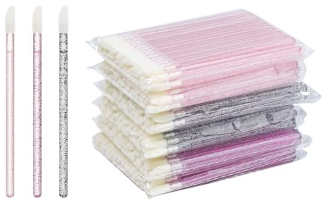 ANNAFRIS 300pcs Disposable Lip Brush Lipstick Applicator Brush Concealer Brushes Eyelash Brush Wands(Lip Brush-B Crystal)