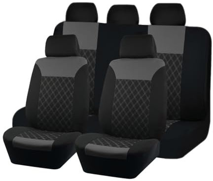 JNNJ 9 Stück Autositzbezüge Kompletter Satz, Auto-Schonbezug Für Highbacksitz, Airbag-kompatibler Autositzabdeckungen, Ideale Passform & Perfekter Schutz Für Autositze(Grau)