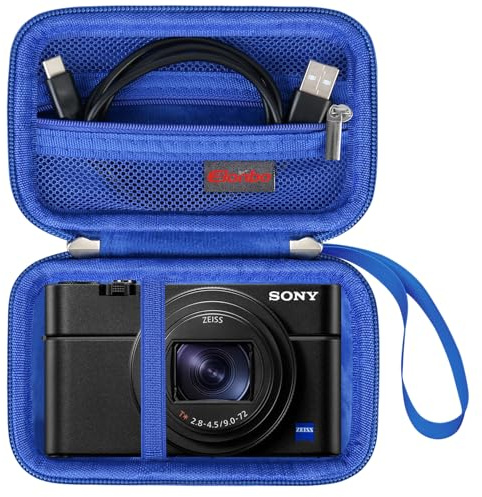Elonbo Bolsa de Transporte de cámara para cámara Digital compacta Sony RX100 VII / RX100 Vi / RX100 V / RX100 IV / RX100 III, Bolsa de Viaje de cámara Sony Vlogging, Azul
