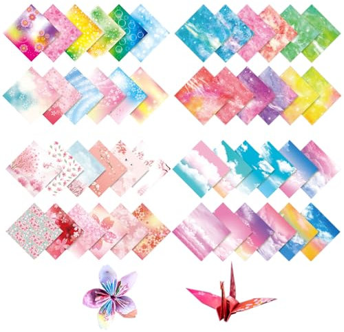 Origami Papier, 200 Blatt Faltpapier, 15 x 15 cm Quadratische Origami Papier, Buntes Papier für DIY Bastelprojekte Basteln, Blümchenmuster