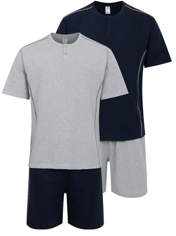 Mens 2 Pack Short Pyjamas Nightwear PJ Sets Twin Pack UK Sizes L XL XXL New