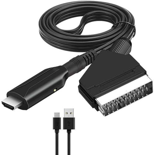 Scart to HDMI Adapter with USB Power - Full HD 1080P Compatible with HDTV STB VHS Xbox - Video & Audio Transmission, Plug & Play, Compact Design