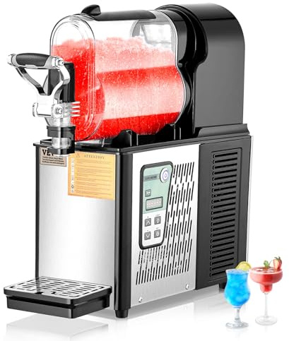 VEVOR kommerzielle Slusheis Maschine 3 L Einzeltank-Maschine für gefrorene Getränke, 12 Tassen Edelstahl Slush-Eis-Maschine mit Tastenfeld Softeis Maker für Partys Restaurants Cafés Bars Schwarz