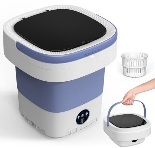 Portable Washing Machine, 12L Upgraded Mini Washing Machine With Spin Basket, Foldable Camping Washing Machine for Underwear, Baby Clothes Socks, Small Washing Machine for Apartments, Dorm,RV, Travel