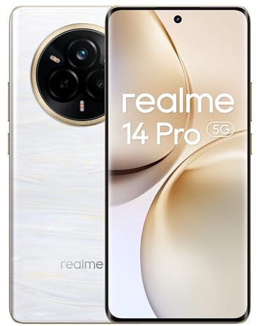 realme 14 Pro 5G Smartphone, 8+256GB, Fotocamera Sony IMX882 OIS da 50MP, Dimensity 7300, Display Curvo 120Hz, Impermeabile IP69, Batteria 5260mAh, Ricarica Rapida 45W SUPERVOOC, Beige