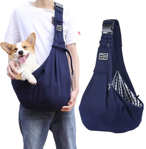 Dog Sling Carrier, GegXcn Puppy Sling, Adjustable Shoulder Strap, Soft Comfortable, Maximum Weight of 6.5 kg, for Outdoor Walking Travel Shopping, for Small and Medium Dog Cat