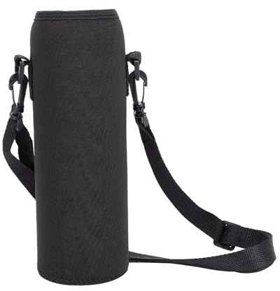 KooingTech Bolsa de soporte térmico para botella de agua, funda térmica para botella de agua con correa, funda a prueba de escala con correa, bolsa térmica para botellas (negro)