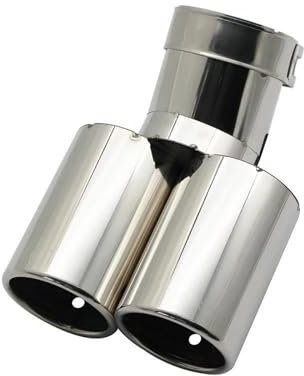 YSQHSODS Gola della Coda dell'auto Marmitta Doppia Uscita 63mm Terminali Scarico Punta Tubo Scarico Curva Universale Piatta Acciaio Inossidabile Multi Misura Terminale Scarico Auto(Silver 57MM)