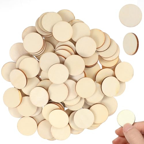 100 Pcs Nfinished Wood Circle Disc 1 Inch Round Blank Wooden Disc Natural Wooden Cutout Ornaments Round Crafts Wood Cutouts Circle For Painting Writing Carving Letter Decoration Diy Craft Art Supplies