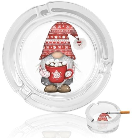 Cenicero de cristal con diseño de gnomo de Navidad para cigarrillos, cenicero decorativo portátil para decoración del hogar y la oficina