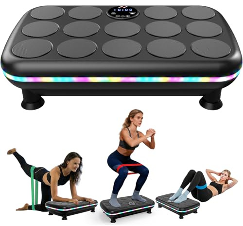AXV Vibration Plate Fitness Platform Exercise Machine Vibrating Shaking Full Body Shaker Workout Vibrate Stand Shake Board Sport Gym for Weight Loss Fat Burner for Women Men (Pebble)