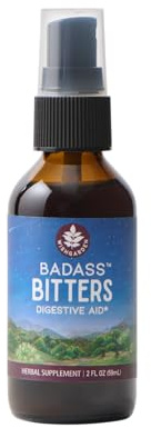WishGarden Herbs Badass Bitters, Organic Digestive Bitters, Gentian Root & Fenugreek, Herbal Formula for Bloating & Digestion, Swedish Bitters Liquid Spray, Gluten-Free, Vegan, 2oz