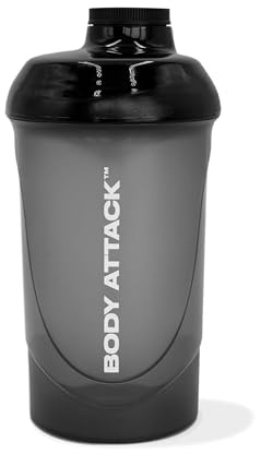 Body Attack Protein Shaker, 600 ml Fassungsvermögen (Black)