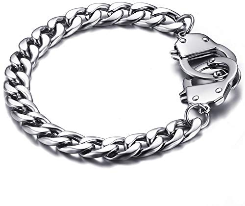 OIDEA Panzerkette Armband für Männer Herren Edelstahl Gliederkette Handschellen Biker Armreif
