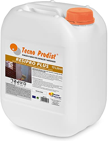 RESIPRO PLUS de Tecno Prodist -10 litres Résine pont d’union - Adhésif à l'eau, grande adhérence béton et mortiers et plâtres anciens avec nouveaux – Idéal pour la réparation de corniches.