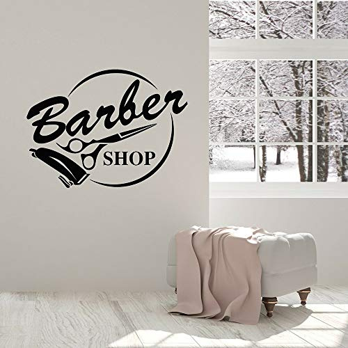 NSRJDSYT Barber Shop Sign Decalcomania da Muro in Vinile Forbici Strumenti per Parrucchieri Adesivi per finestre da Parete Carta da Parati autoadesiva murale di Moda 74x54cm