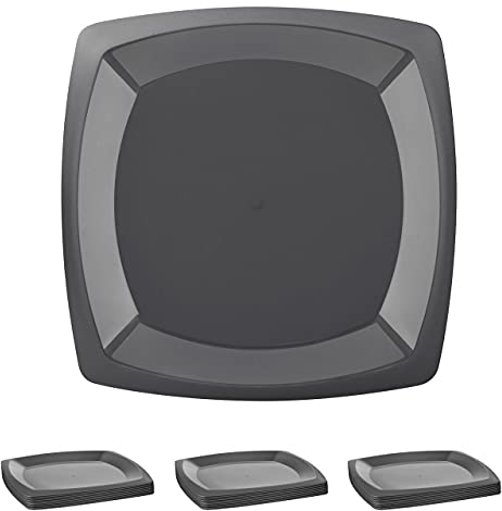 Grizzly Partygeschirr Set I 30er Set Mehrweg Kunststoffteller I Spülmaschinenfest I Bruchsicher I Stabil I 100% recyclebar I Wiederverwendbares Anthrazit Teller