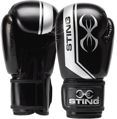 STING Armalite Boxing Gloves for Men & Women - Pro-Grade Tech Gear with Hi Flow Core - Ideal for Boxing, MMA & Muay Thai - 12 Oz, Black/Silver - Men & Women