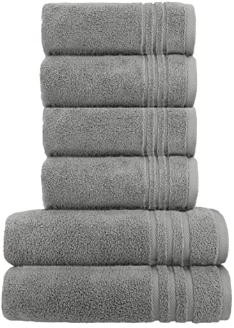 La Vida Premium Handtuch-Set 6-teilig Anthrazit, 100% Frottee-Baumwolle, 480g/m², weich und saugstark, fürs Badezimmer, Oeko-Tex 100 Zertifiziert, 4X Handtuch + 2X Duschtuch