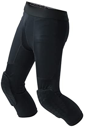 WISREMT Pantaloni a Compressione per Ragazzi con Ginocchiere Pantaloni da Basket Sport per Ragazzi 3/4 Capri Leggings Imbottiti