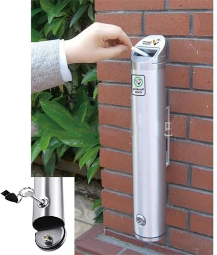 Wall Mounted Ashtrays - Stainless Steel Metal Ashtray, Men Creative Ashtrays, 48cm 1.8L Aluminum Alloy Ashtray Container, Wall Mounted Ashtray, Stainless Steel Cigarette Ash Bin, Lockable ( Color : G