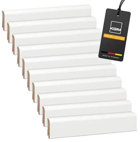 Förpackning KGM Sockellist Ovan Rund - Vitlackerad Golvlist i Massiv Furu - Mått: 2400 x 18 x 58 mm - 10 st / 24M