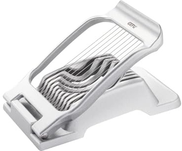 GEFU Eierschneider EGGI | Schneidet gleichmäßige 4 mm Scheiben | Für Eier, Champignons, Kartoffeln & Erdbeeren | Edelstahl-Schneiddrähte, spülmaschinengeeignet