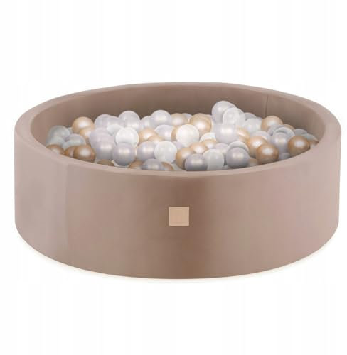 MISIOO Freundliches Bällebad für Baby ab 1 Jahr - Rundes Velour mit 200 Bälle - Perfekt für Kinder - 90x30cm - Spaß für die Kleinen - Sicheres Design
