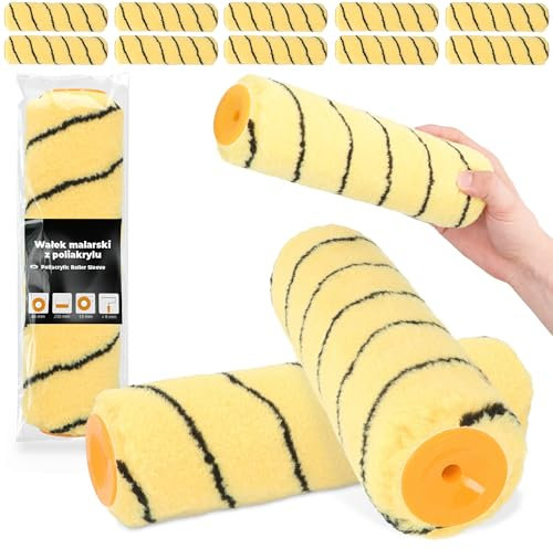 10x Rouleau de Peinture 25 cm Rechange Rouleau Surfaces Façades Plafonds Murs Anti-Goutte Anti-éclaboussures Matériel de Peintre Rénovation Robuste Intérieur et Extérieur